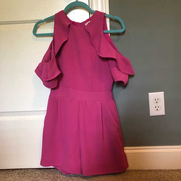 Pink Romper with Cold Shoulders - Picture 1 of 4